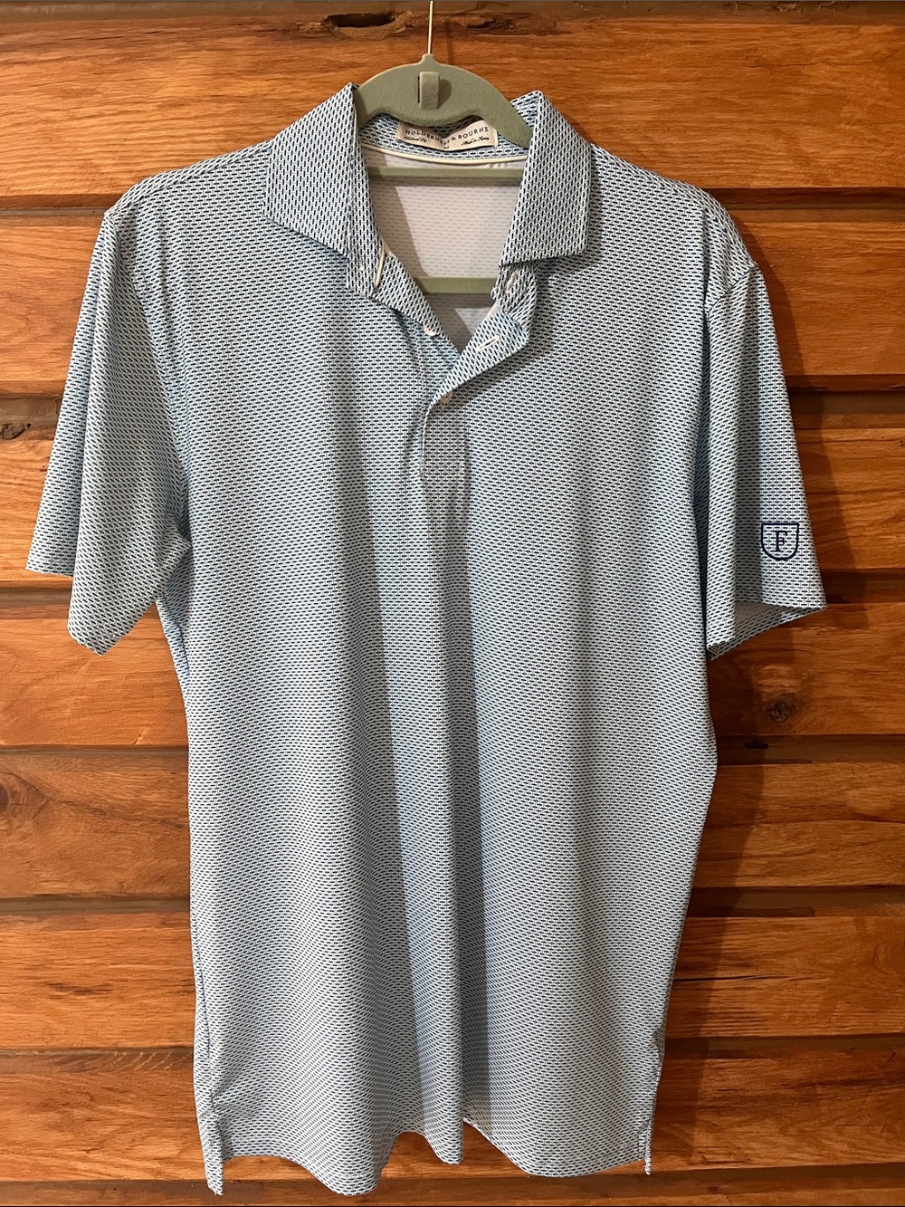 Holderness & Bourne Men's Light Blue Micro-Pattern Polo Shirt Tailored Fit
